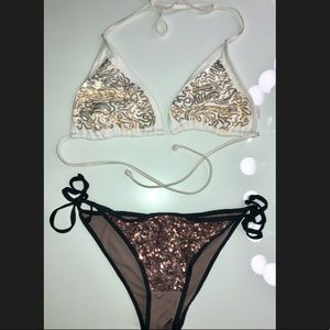 Sequins white & brown bathing suit